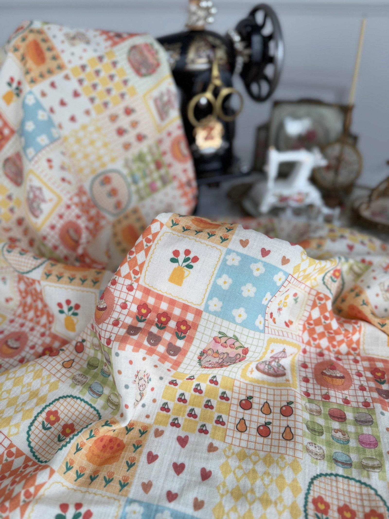 COLORFUL PATCHWORK MÜSLİN KUMAŞ