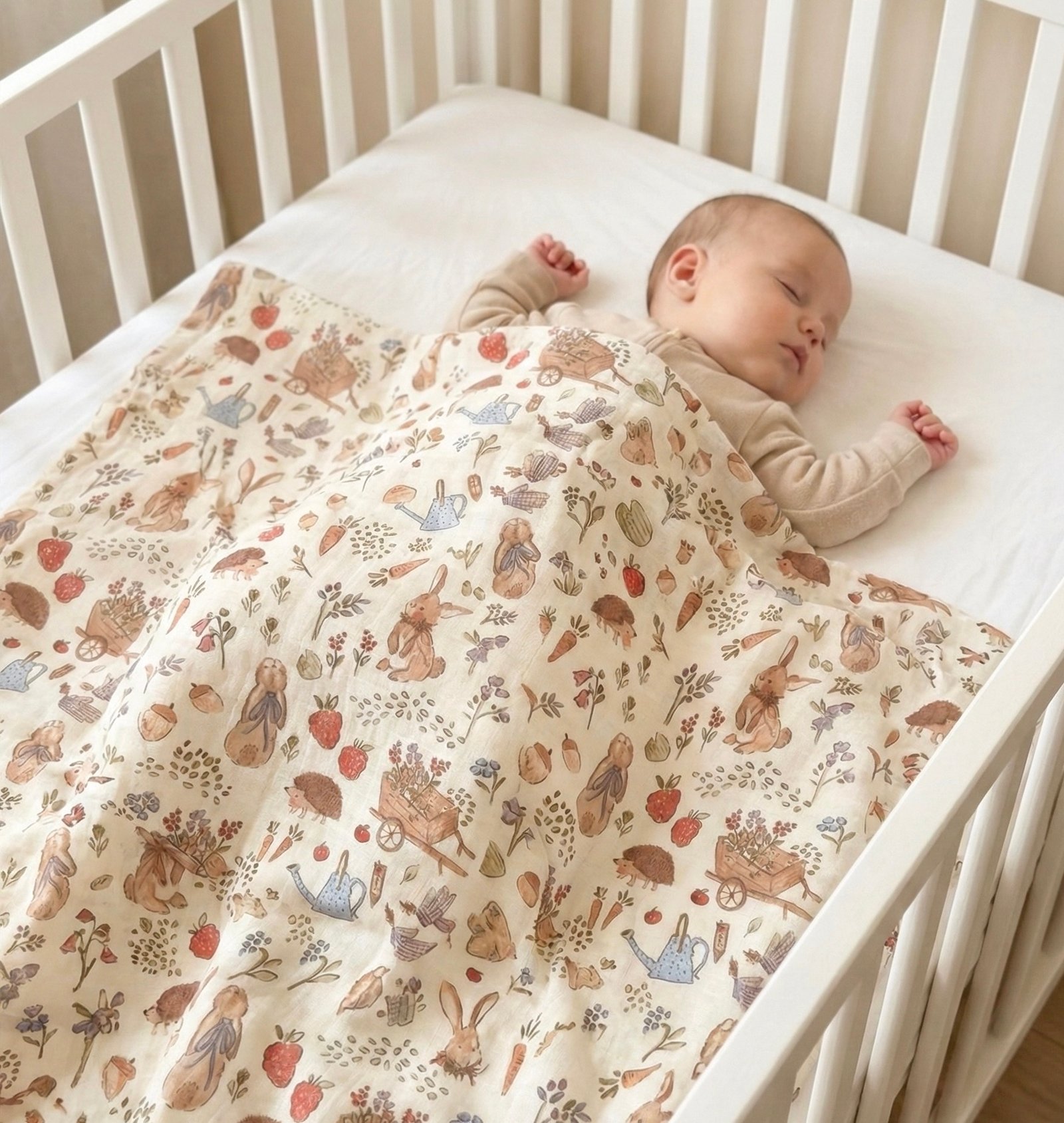 VINTAGE STRAWBERRY RABBIT PICNIC  KULLANIMA HAZIR MÜSLİN ÖRTÜ