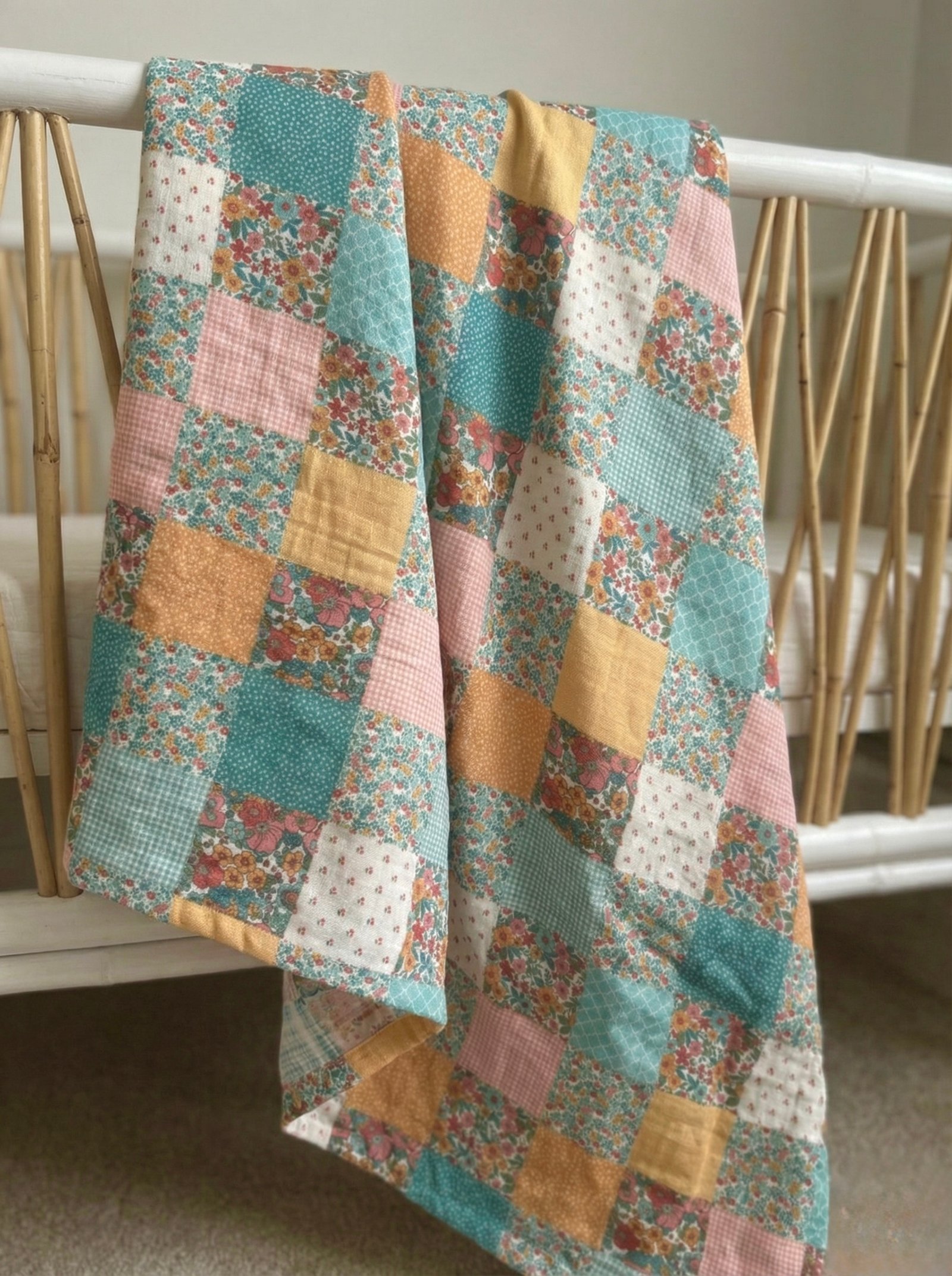 CHERRY PATCHWORK KULLANIMA HAZIR MÜSLİN ÖRTÜ